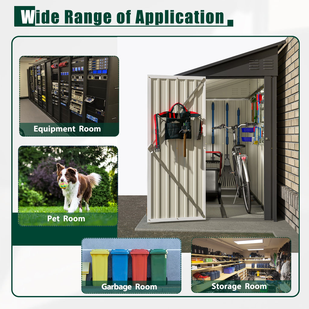 Clearance 8' x 4' Outdoor Storage Shed, Galvanized Steel Garden Shed with Lockable Doors, Tool Metal Storage Shed for Backyard, Patio, Lawn, Black