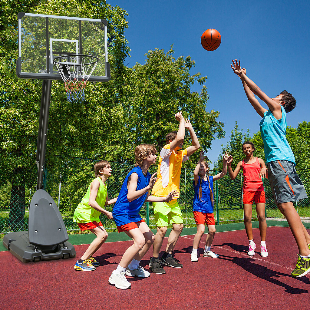 Portable Basketball Hoop Outdoor for Kids and Adults, 7.5-10ft Adjustable Basketball Hoop Goals Systems with Shatterproof Backboard, Larger Base, Segmart 44 Inch Basketball Hoop with Rebounder, Patio