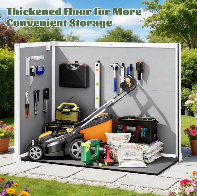 Enyopro 306Gal Shed & Outdoor Storage, Horizontal Resin Storage shed with Floor, All-Weather Tool Plastic Sheds for Bike, Lawn Mower, Generator, Garbage Cans and Outdoor Storage