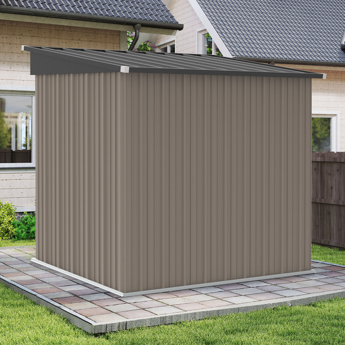 6' x 4' Outdoor Storage Shed, ENYOPRO Galvanized Metal Garden Tool Shed with Lockable Double Doors, Sloped Roof & Vent for Bike, Lawn Mower & Backyard Storage, Brown