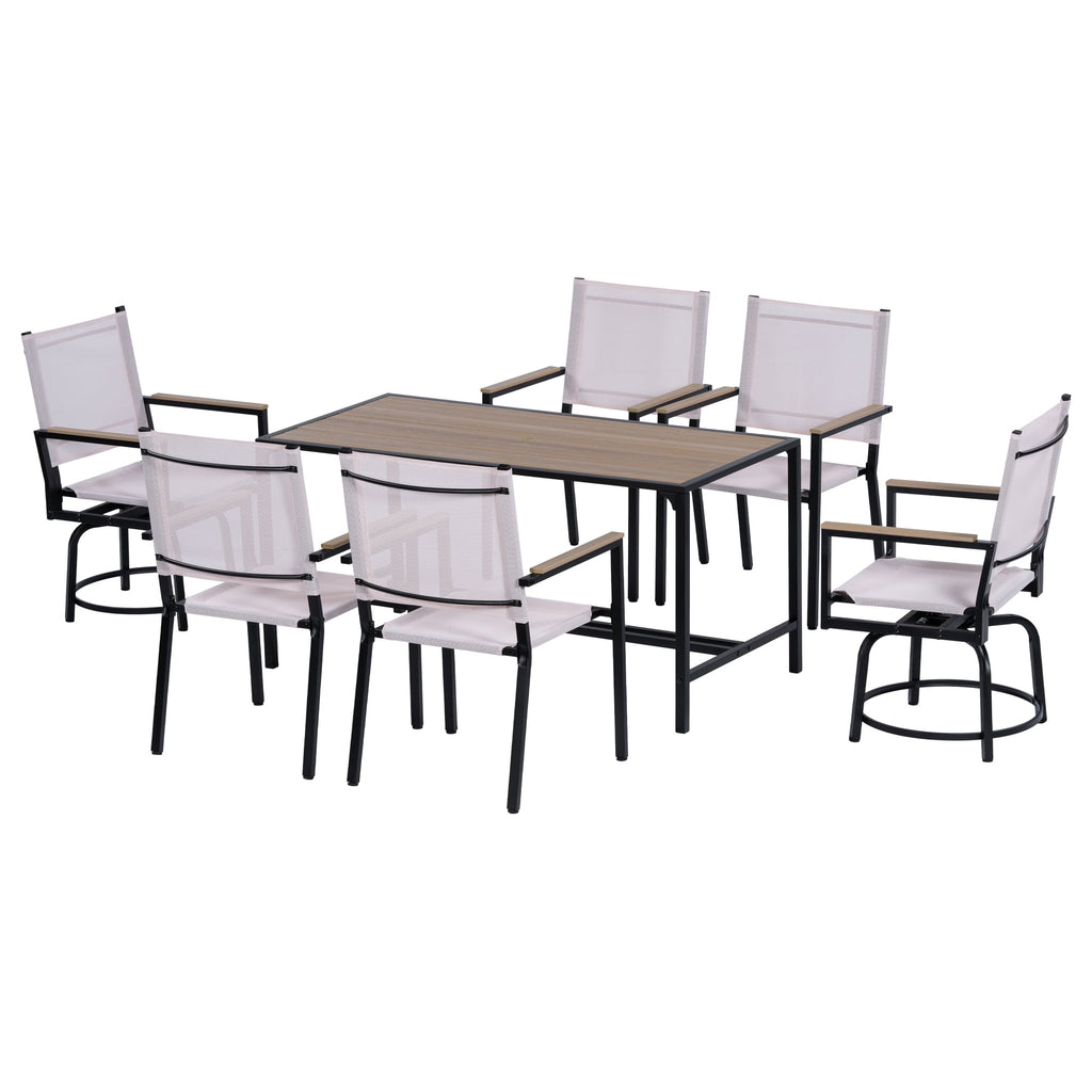Enyopro 7 Piece Patio Dining Set, Metal Outdoor Dining Set Swivel Chairs, All-Weather Patio Dining Furniture Sets for Backyard, Bistro, PoolSide