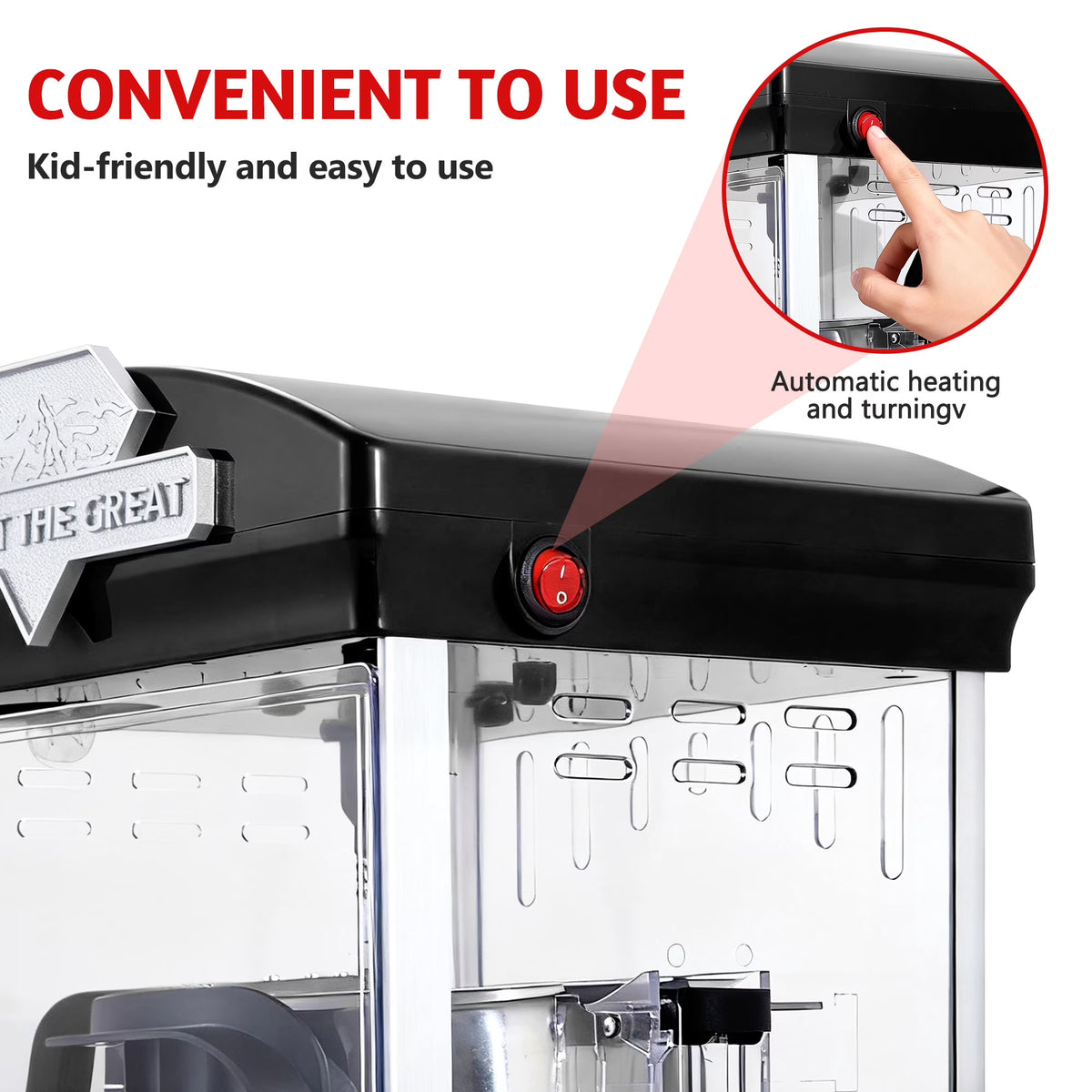 Enyopro Popcorn Machine, 10oz Kettle Popcorn Machine with Warming Deck, Countertop Popcorn Popper for Movie Theatre, Parties, Black