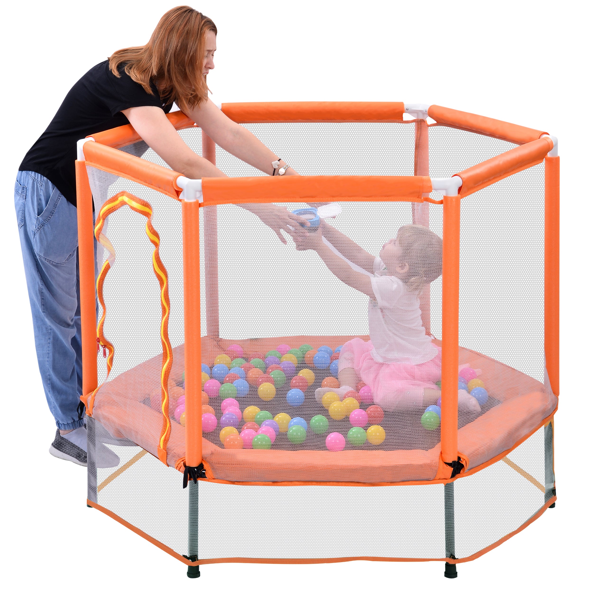 Mini Trampoline for Kids with Safety Enclosure Net, 55" Toddler Trampoline with No-Gap Safe Design, Segmart Recreational Trampolines for Birthday Christmas Gifts