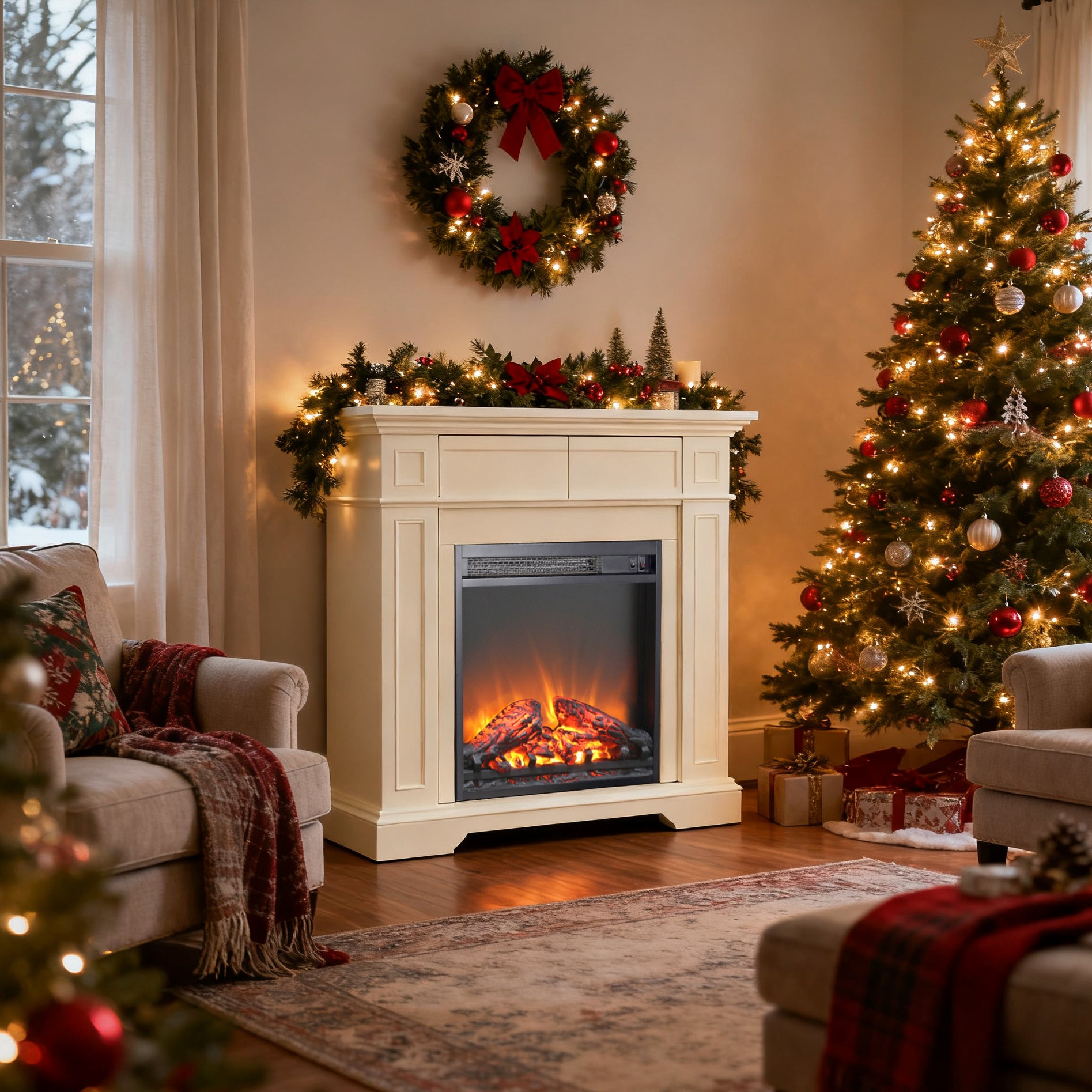 18" Fireplace Heaters for Inside, 3D Electric Fireplace Insert, 1400W Remote Control Fireplace Heater, Adjustable Flame and Low Noise, CSA Certification
