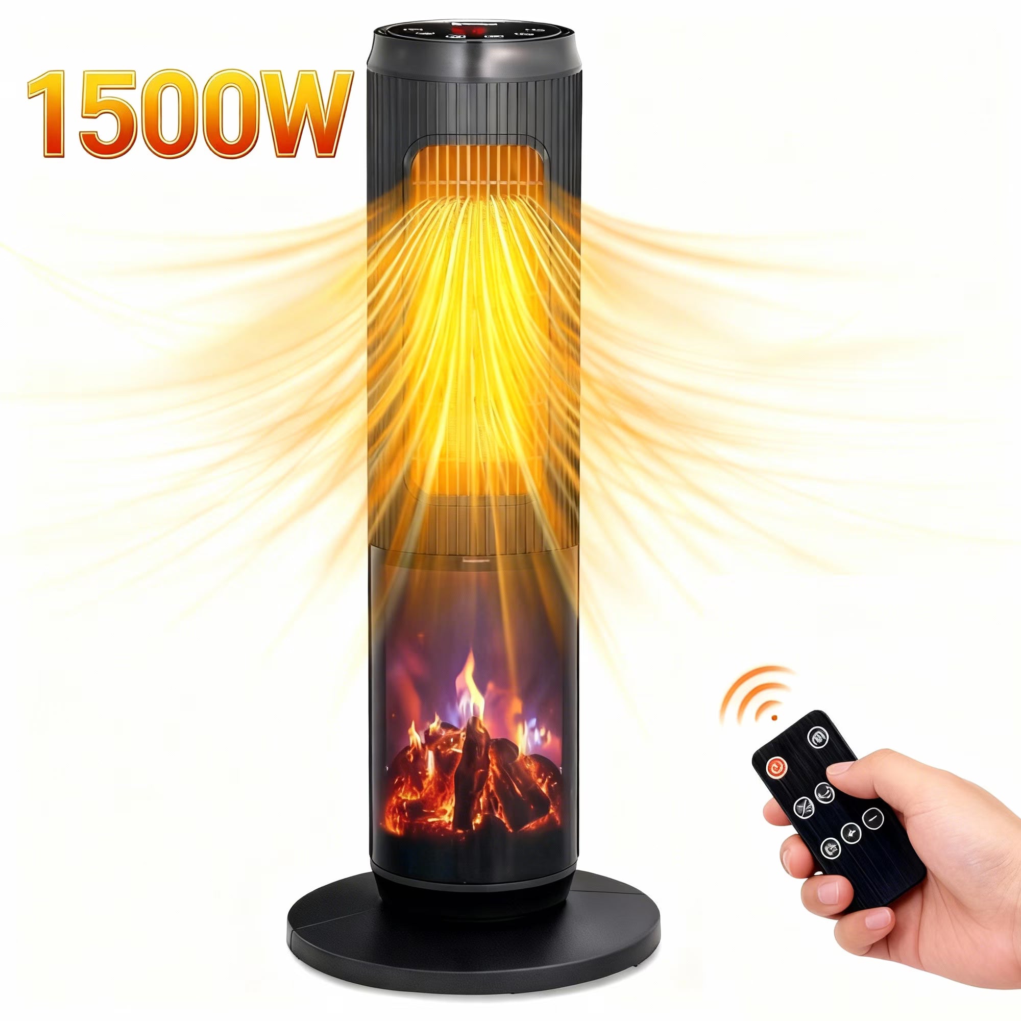 ENYOPRO 1500W Electric Space Heater ,Portable Tower Ceramic Heater with Remote, 60° Oscillation, 1-12H Timer, Adjustable Thermostat, Energy-Efficient & Quiet for Home, Office & Bedroom