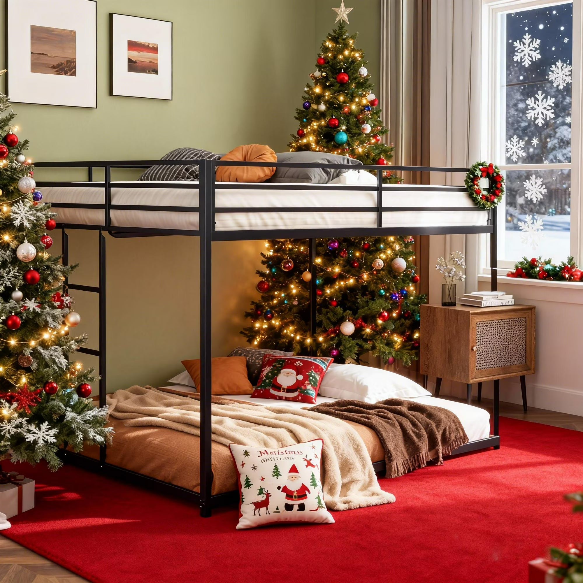 ENYOPRO Twin over Twin Steel Bunk Beds Frame, Heavy Metal Bunk Bed Twin Over Twin,with Framea Removable Ladder, and Full-Length Guardrail, Suitable for Guest Rooms, Bedrooms, and Dormitories.