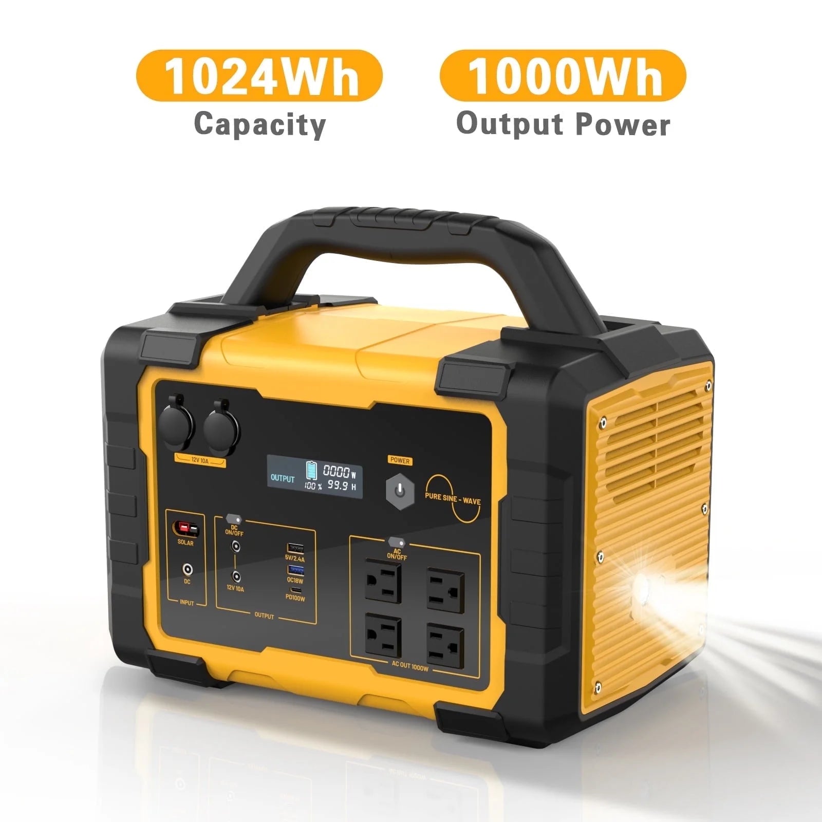 Enyopro 1000W Portable Power Station with Solar Panel, Triple Charging Mode - Solar/Car/Wall, 120V AC Outdoor Emergency Power Supply with Safety Protection for Camping Disaster Relief Backup Battery