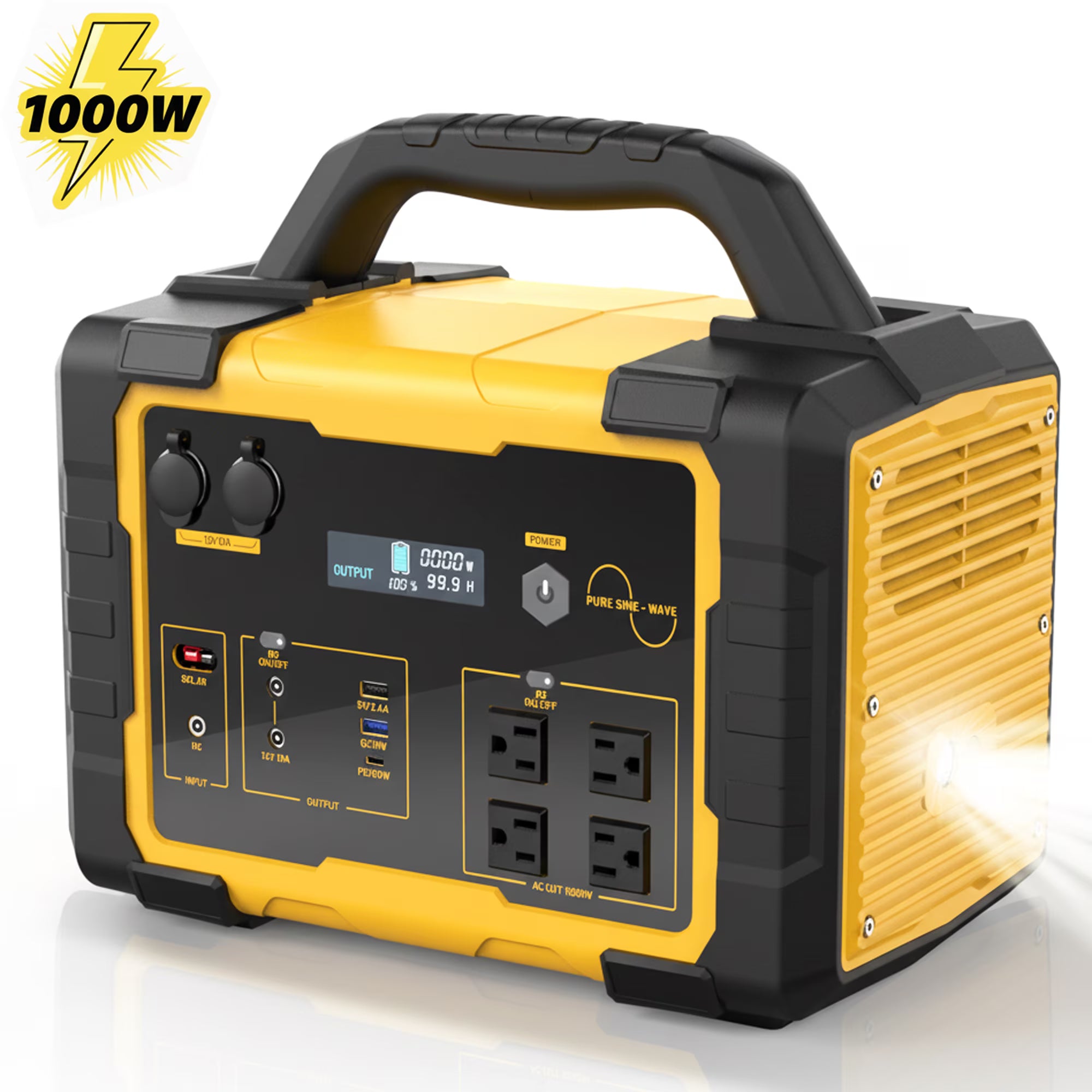 Enyopro 1000W Portable Power Station, Triple Charging Mode - Solar/Car/Wall, 120V AC Outdoor Emergency Power Supply with Safety Protection for Camping Disaster Relief Backup Battery