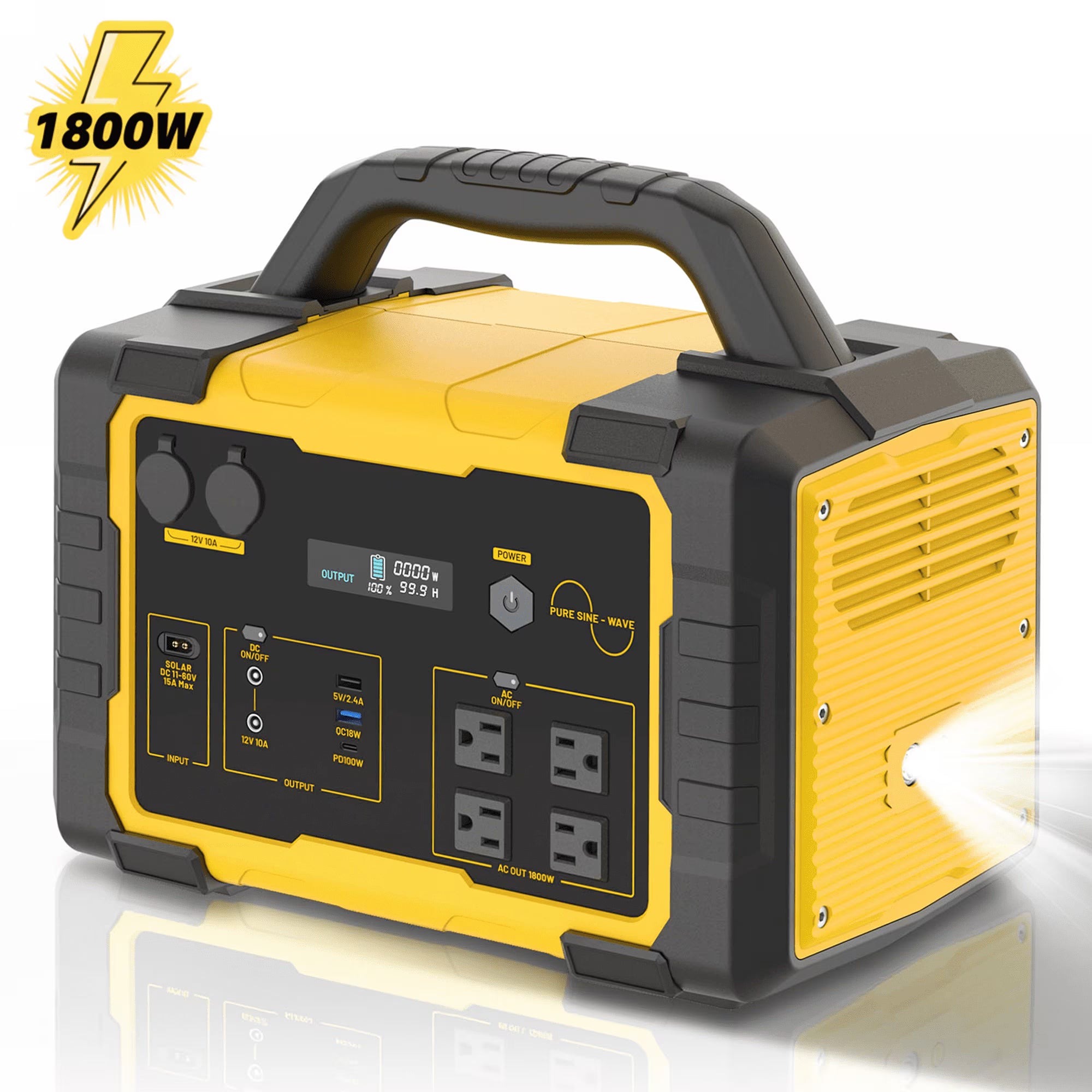 Enyopro 1800W Portable Power Station, 120V AC Outlets Outdoor Solar Generator for Camping, RV, Home Backup, Emergency Power