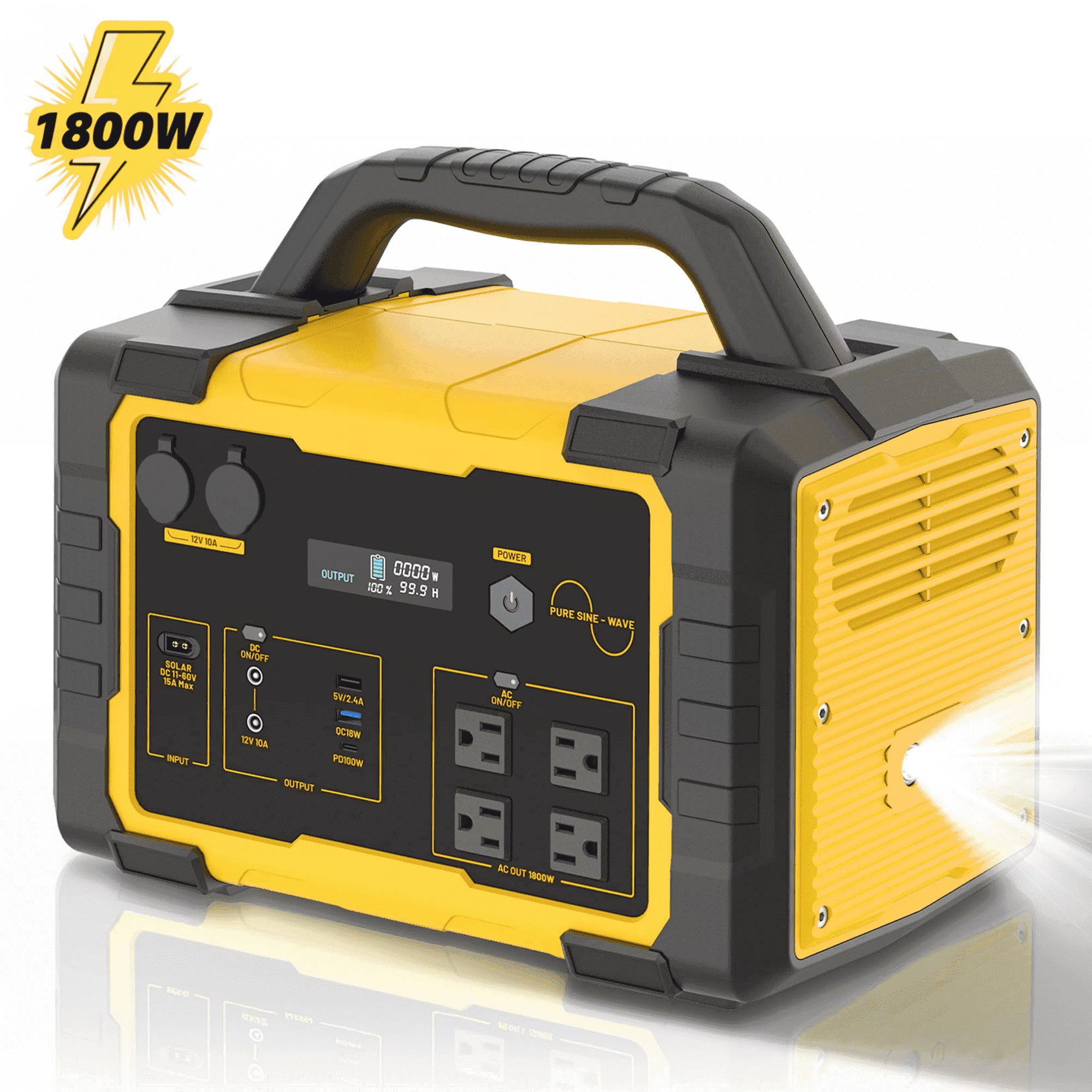 Enyopro 1800W Portable Power Station, 120V AC Outlets Outdoor Solar Generator for Camping, RV, Home Backup, Emergency Power