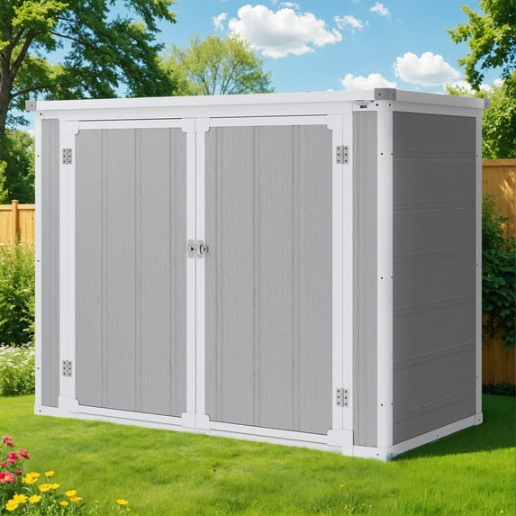 Enyopro 306Gal Shed & Outdoor Storage, Horizontal Resin Storage shed with Floor, All-Weather Tool Plastic Sheds for Bike, Lawn Mower, Generator, Garbage Cans and Outdoor Storage