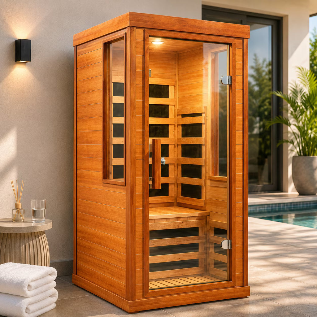 Enyopro Infrared Sauna, Dry Sauna Room for Home, 1120W Infrared Sauna with Low EMF Carbon Fiber Panels, Indoor Sauna with Bluetooth Audio, LED Reading Light & 7-Color Therapy, for 1 to 2 Person