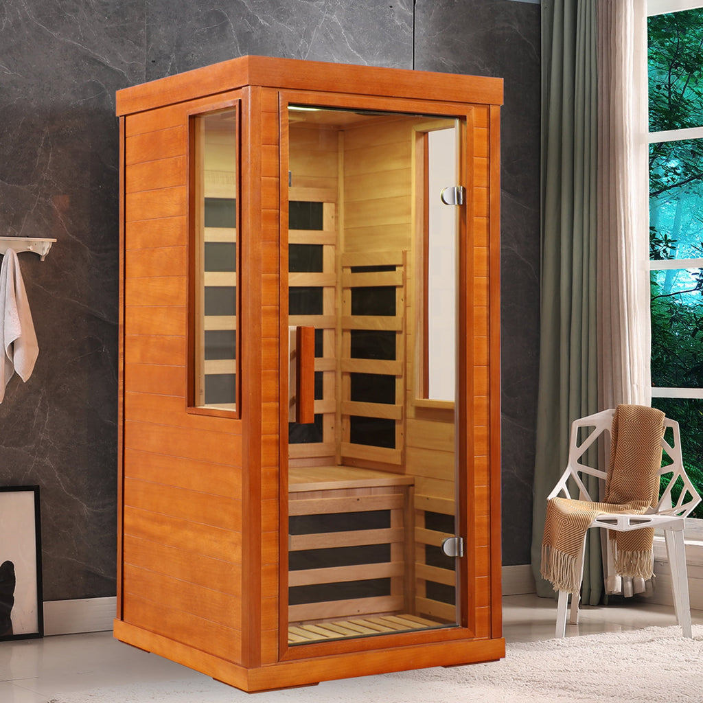 Enyopro Infrared Sauna, Dry Sauna Room for Home, 1120W Infrared Sauna with Low EMF Carbon Fiber Panels, Indoor Sauna with Bluetooth Audio, LED Reading Light & 7-Color Therapy, for 1 to 2 Person