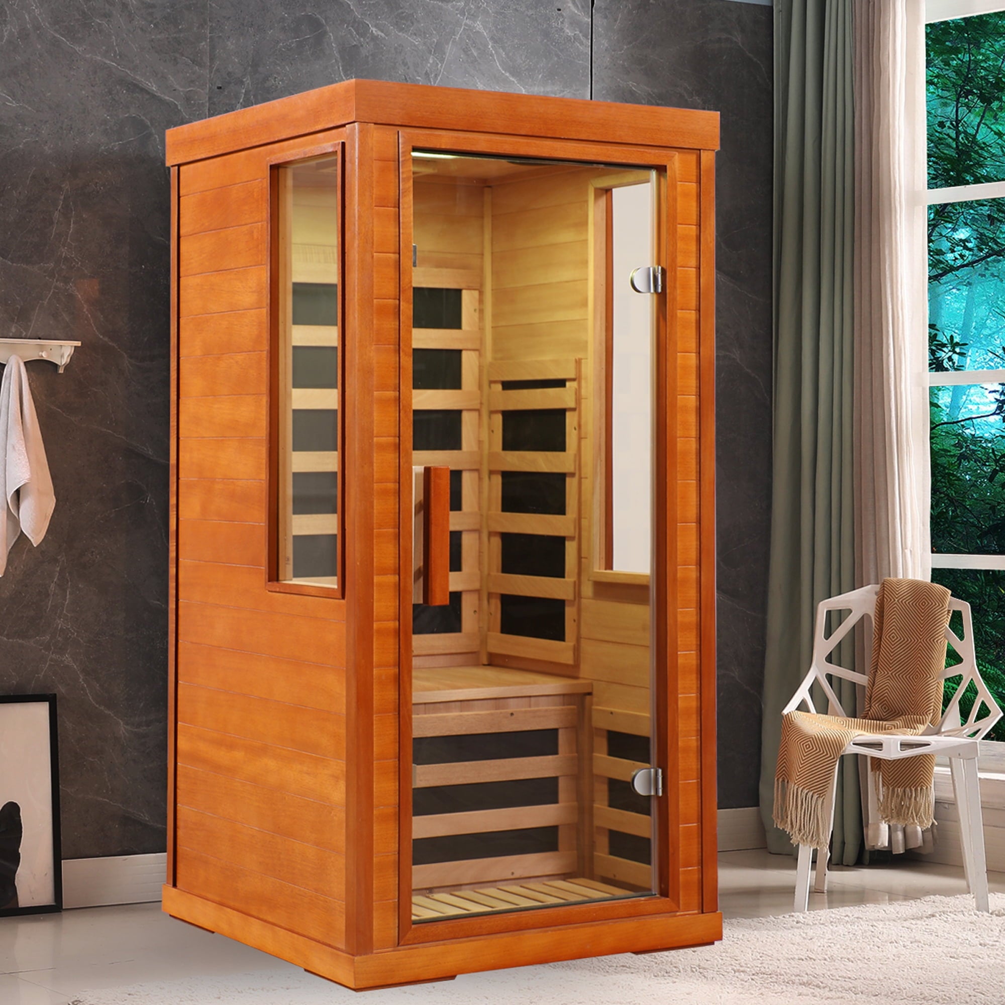 Enyopro Infrared Sauna, Dry Sauna Room for Home, 1120W Infrared Sauna with Low EMF Carbon Fiber Panels, Indoor Sauna with Bluetooth Audio, LED Reading Light & 7-Color Therapy, for 1 to 2 Person