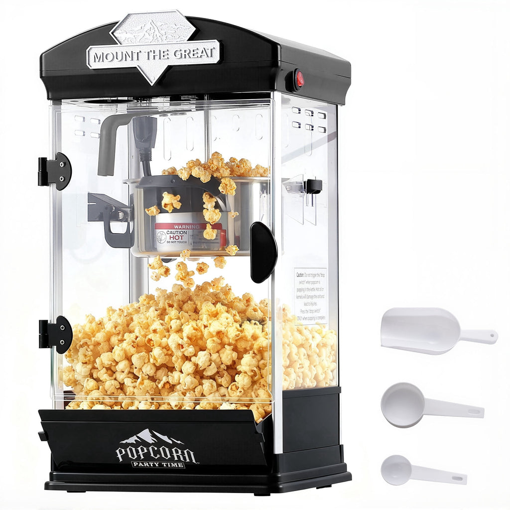 Enyopro Popcorn Machine, 10oz Kettle Popcorn Machine with Warming Deck, Countertop Popcorn Popper for Movie Theatre, Parties, Black
