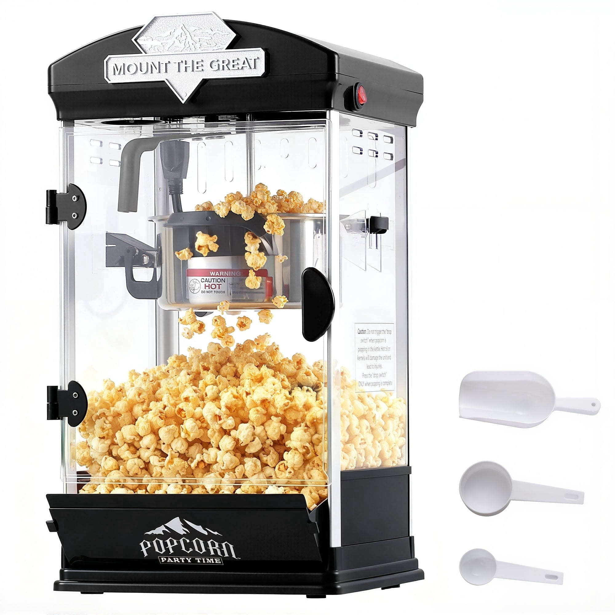 Enyopro Popcorn Maker Machine, 10oz Kettle Popcorn Machine with Warming Deck, Countertop Popcorn Popper for Movie Theatre, Parties, Black