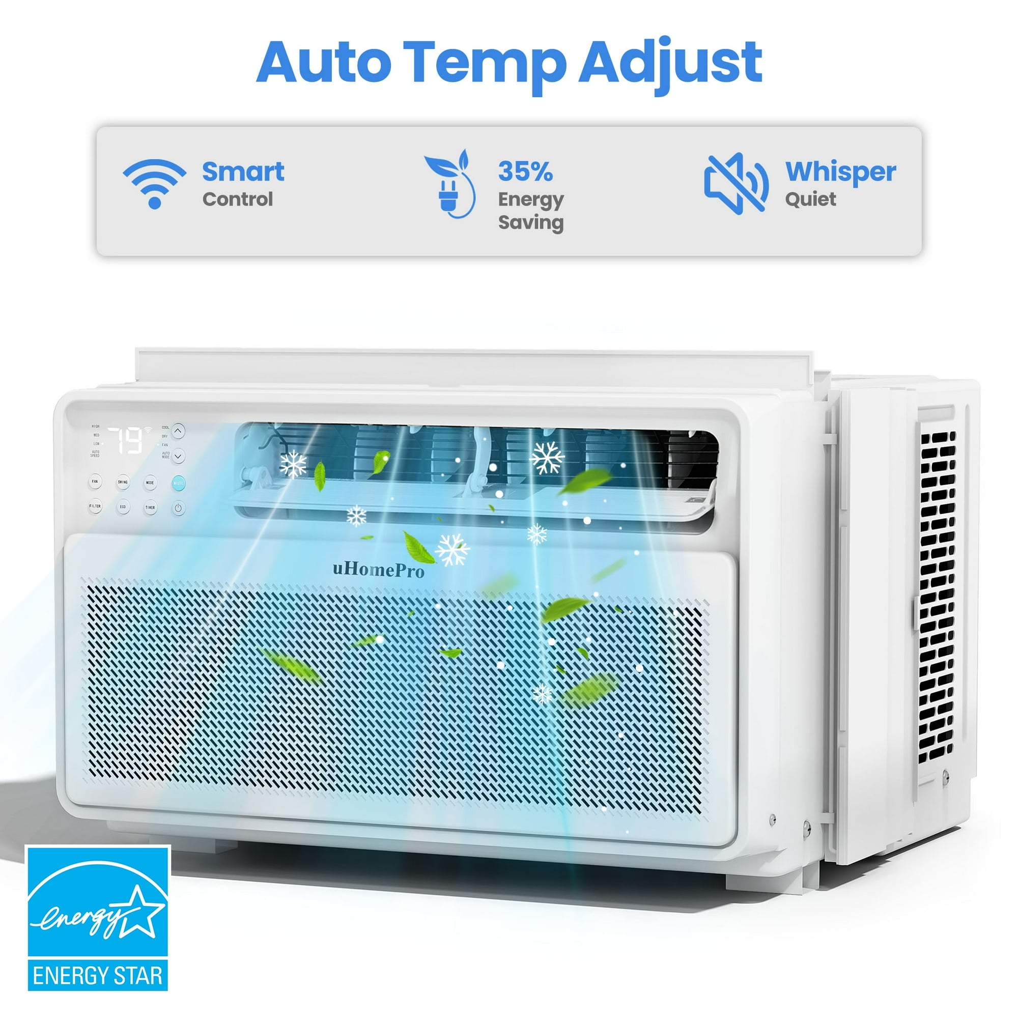 Enyopro Smart Window Air Conditioner, 10000 BTU Portable Inverter Conditioner, 15 CEER, WiFi, APP & Remote Control, Energy-Saving and Eco-Friendly, 10Min Assembly for Living Rooms, Bedrooms, Kitchens