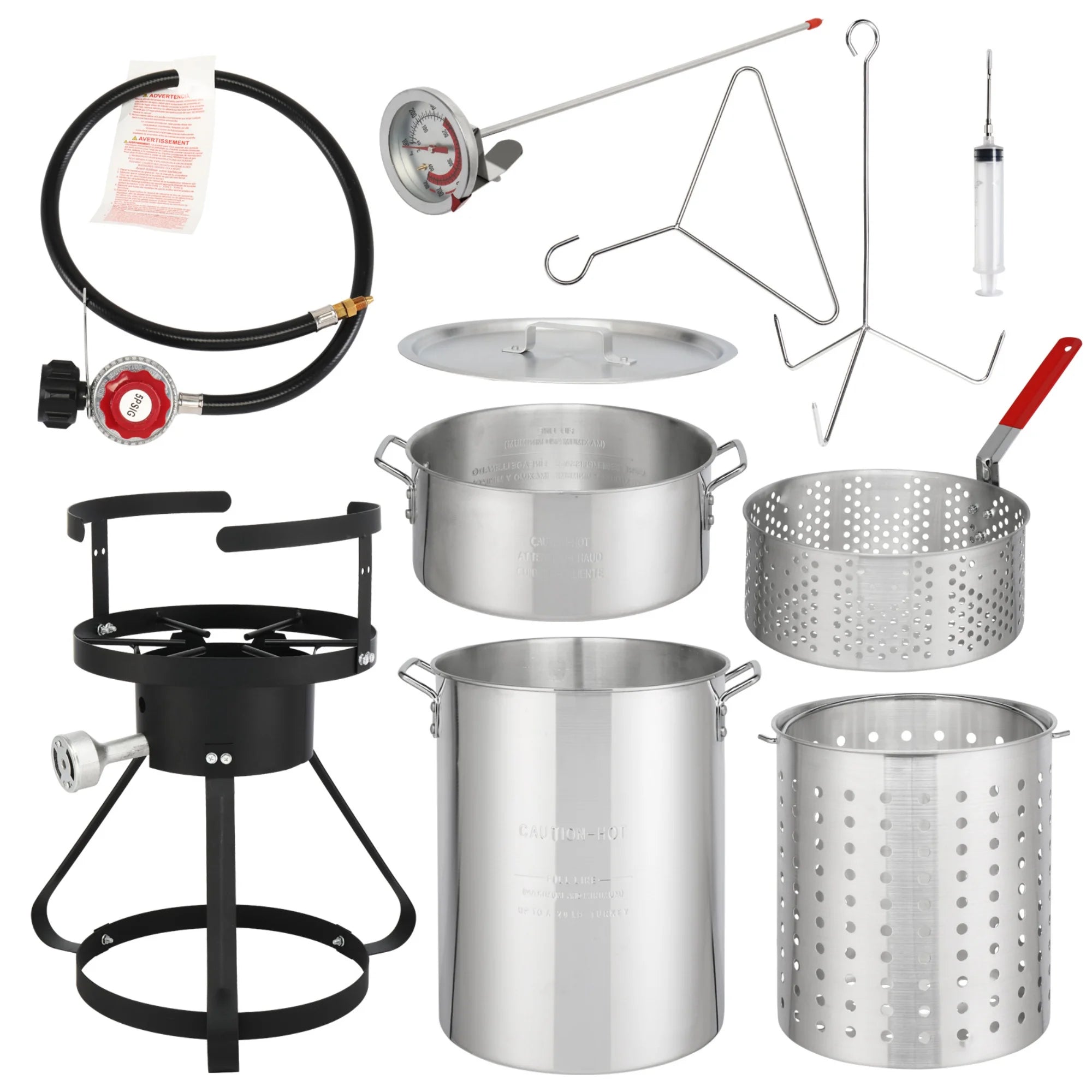 Enyopro Turkey Fryer Set with 30QT Pot & 10QT Fish Pot, 54000 BTU Propane Seafood Boil Kit for Outdoor Cooking, Aluminum Pots with Baskets, Injector & Thermometer