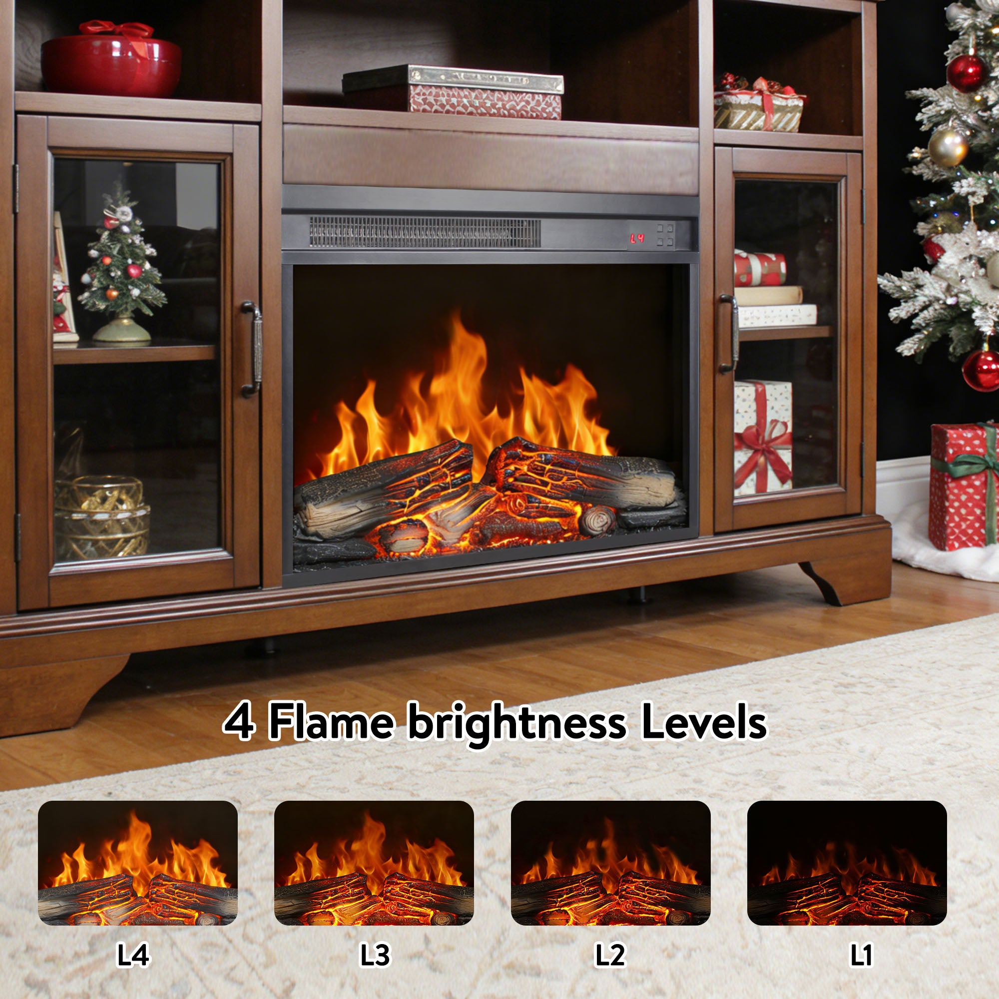 Enyopro 23" Electric Fireplace Insert Heaters for Inside, 1400W Stove Heater with Adjustable 3D Flame and Low Noise, Overheating & Tip-Over Protection, CSA Certification