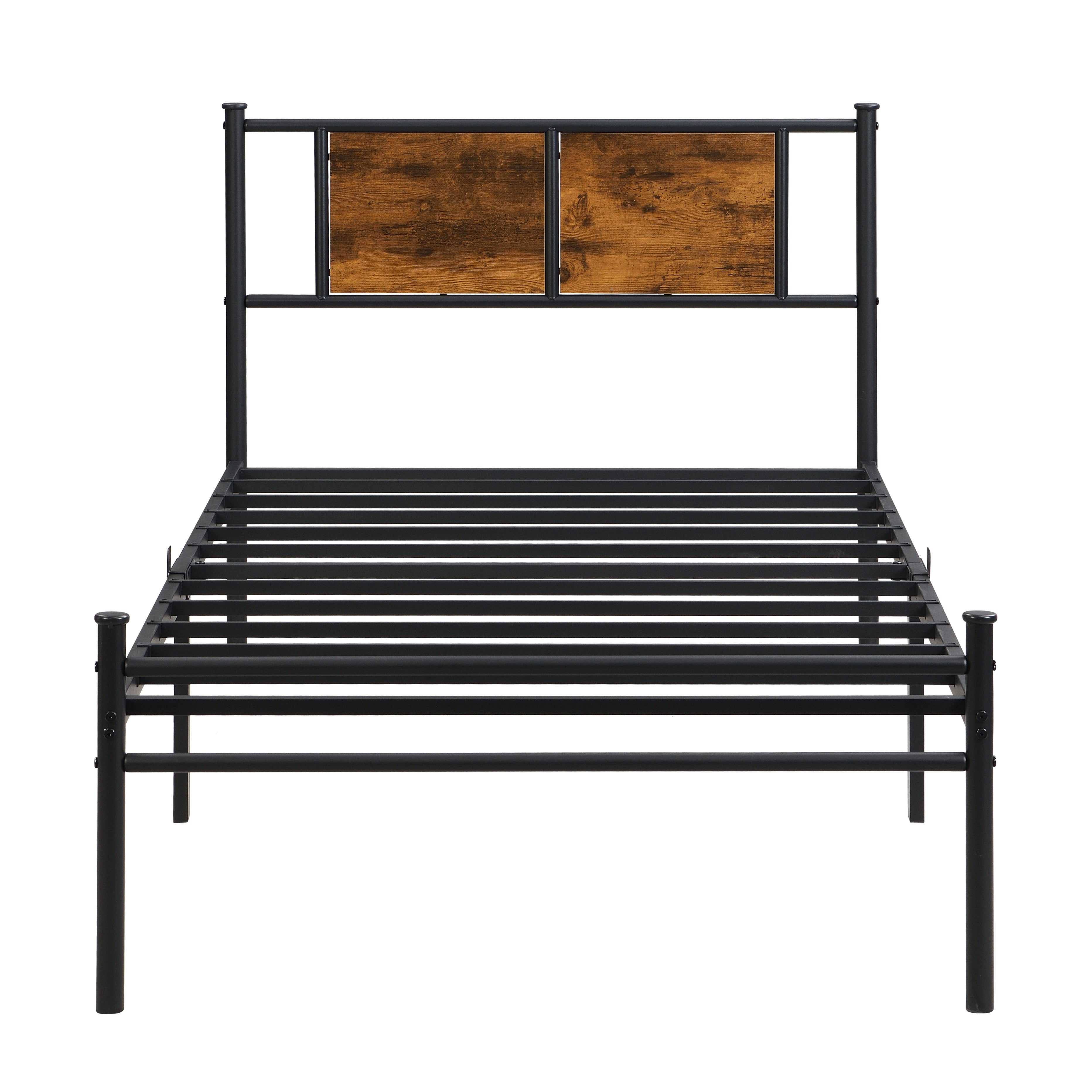 SESSLIFE Twin Size Bed Frame with Headboard, Metal Platform Bed Frame with Wood Panel, Noise Free Steel Slat Support, No Box Spring Needed, Under Bed Storage, 300 LBS