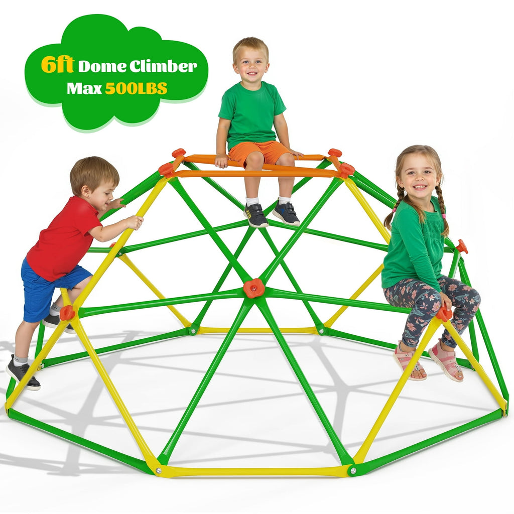ENYOPRO 6ft Outdoor Climbing Dome, Kids Jungle Gym Dome Climber, Playground Climber for 3-5 Years Old, Climbing Toys for Outside, Rust & UV Resistant Steel Climbing Structures, Max 500lbs, Green