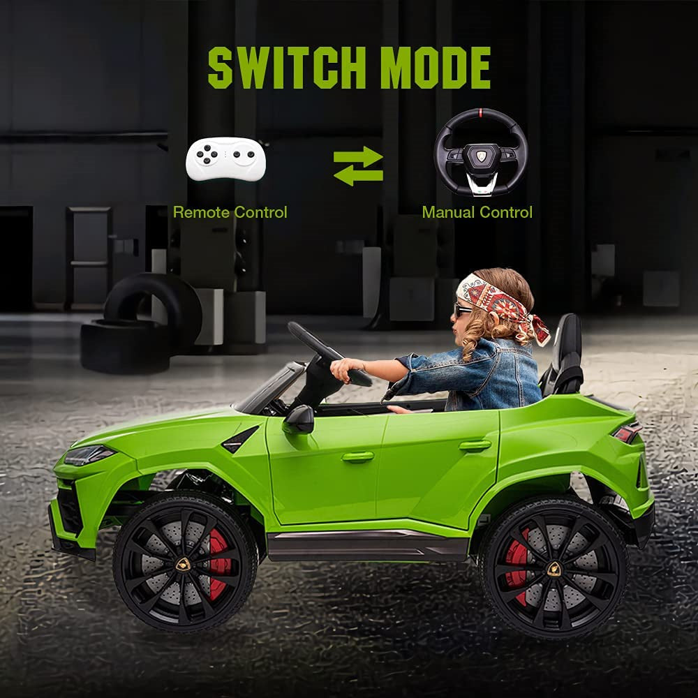 12 Volt Electric Vehicle for Girls Girls, Powered Kids Ride on Toys with Remote Control, URUS Lamborghini Ride on Cars Gift for 3-5 Years Girls Girls, with 3 Speed, Lights, Music, Green, L5355