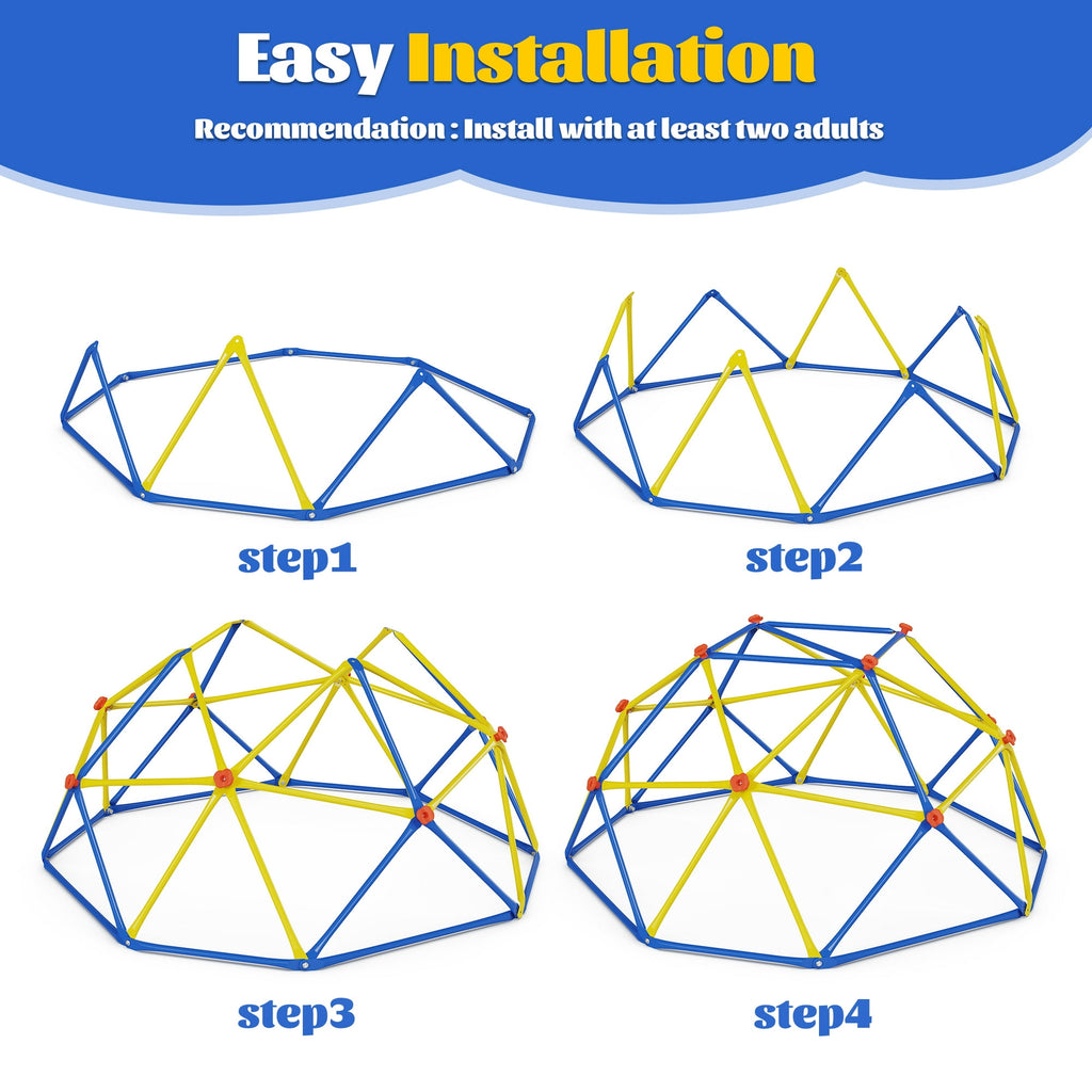 ENYOPRO 6ft Outdoor Climbing Dome, Kids Jungle Gym Dome Climber, Playground Climber for 3-5 Years Old, Climbing Toys for Outside, Rust & UV Resistant Steel Climbing Structures, Max 500lbs, Blue