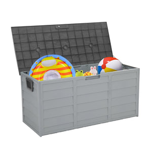 Outdoor Deck Box, 75 Gallon Small Garden Storage Box with Seat, Resin Patio Storage Box for Patio Cushions, Garden Tools and Pool Toys, Waterproof Outdoor Storage Box 44" x 21" x 19"