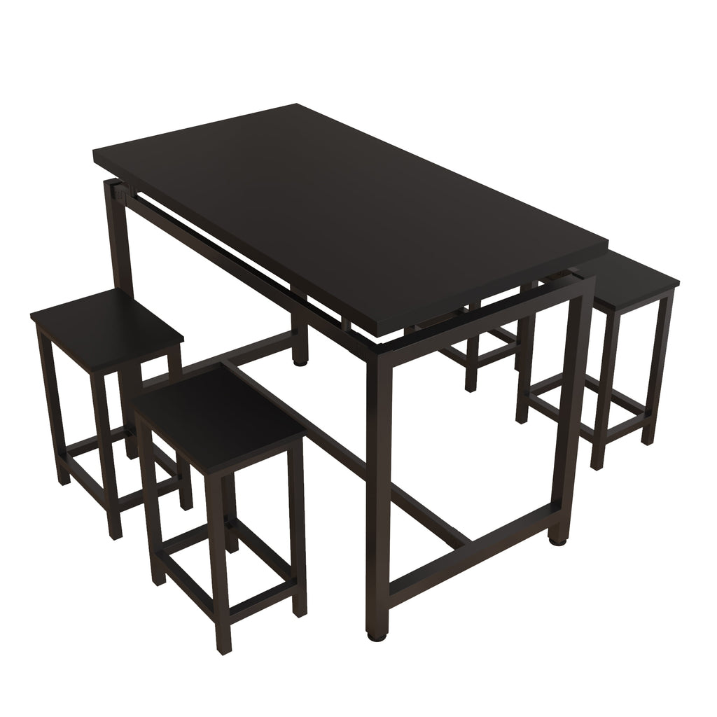 Counter Height Dining Set, 5 Pieces Dining Table Set with 4 Stools, Black Kitchen Tables Set for Small Spaces, Contemporary Bar Table Set for Breakfast Nook, Dining Room