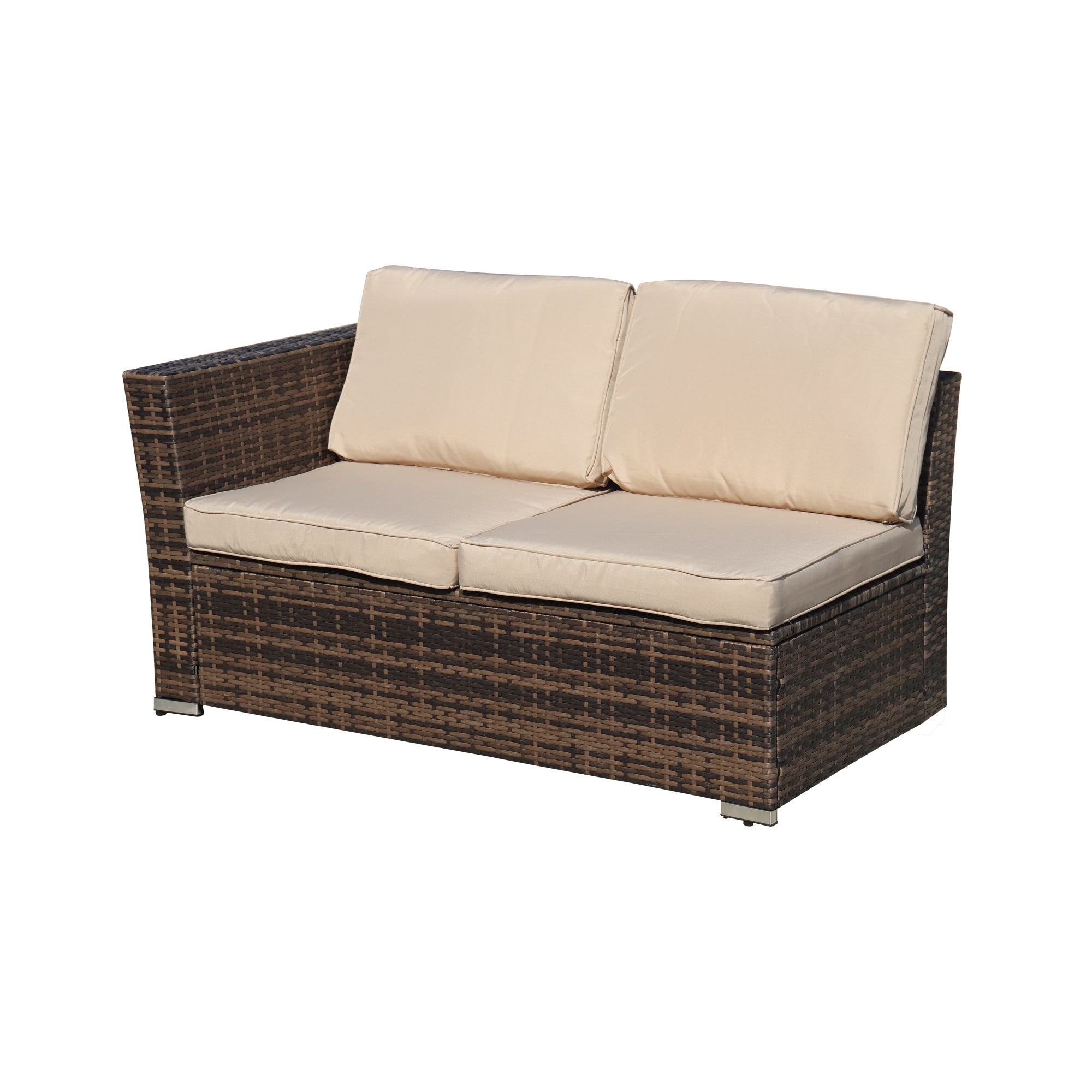 4 Pieces Outdoor Sectional Sofa, enyopro Patio Seating Wicker Furniture Set with Cushions, Coffee Table and Furniture Cover, Patio Dining Set for Backyard, Deck, Pool