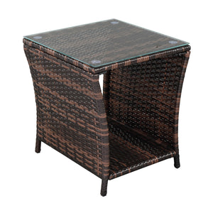 Outdoor Side Table, PE Rattan Patio Side Table, Wicker Square End Side Table, Small Outdoor Side Tables Garden Patio Furniture Deck Table