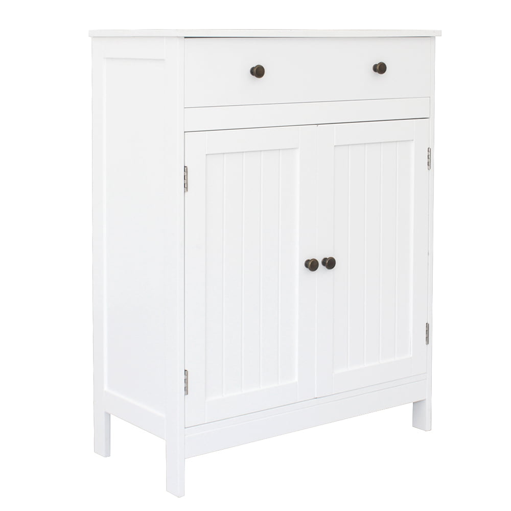 Small Cabinet with 2 Doors, Modern Bathroom Storage Cabinet, Wooden Free Standing Cabinet with Adjustable Shelf, Multifunctional Storage Cabinet for Bathroom Living Room Bedroom