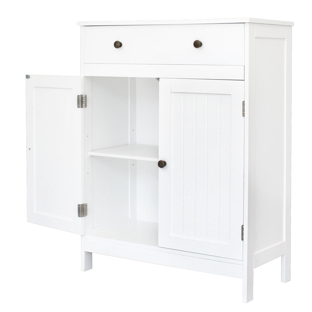 Small Cabinet with 2 Doors, Modern Bathroom Storage Cabinet, Wooden Free Standing Cabinet with Adjustable Shelf, Multifunctional Storage Cabinet for Bathroom Living Room Bedroom