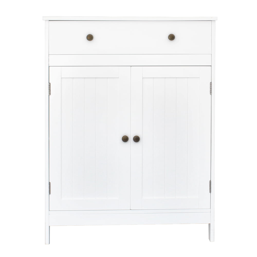 Small Cabinet with 2 Doors, Modern Bathroom Storage Cabinet, Wooden Free Standing Cabinet with Adjustable Shelf, Multifunctional Storage Cabinet for Bathroom Living Room Bedroom