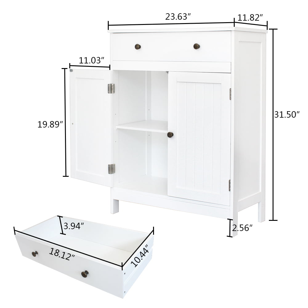 Small Cabinet with 2 Doors, Modern Bathroom Storage Cabinet, Wooden Free Standing Cabinet with Adjustable Shelf, Multifunctional Storage Cabinet for Bathroom Living Room Bedroom