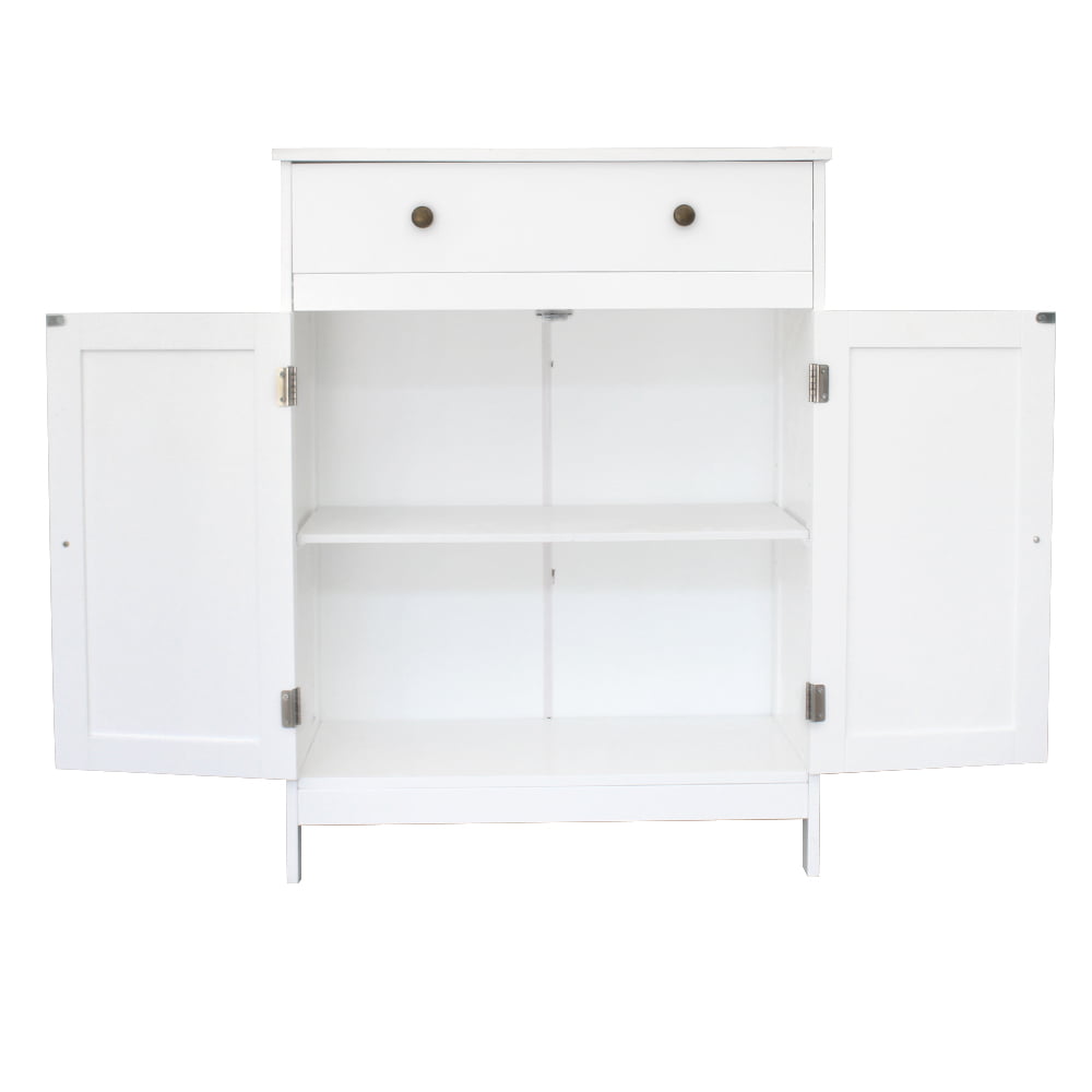 Small Cabinet with 2 Doors, Modern Bathroom Storage Cabinet, Wooden Free Standing Cabinet with Adjustable Shelf, Multifunctional Storage Cabinet for Bathroom Living Room Bedroom
