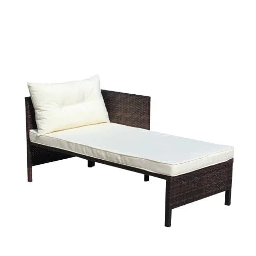 ENYOPRO 3-Piece Outdoor Patio Set, PE Rattan Lounge Sofa with Glass Table, Suitable for Patios, Gardens, Backyards, and Poolside (Off-White )