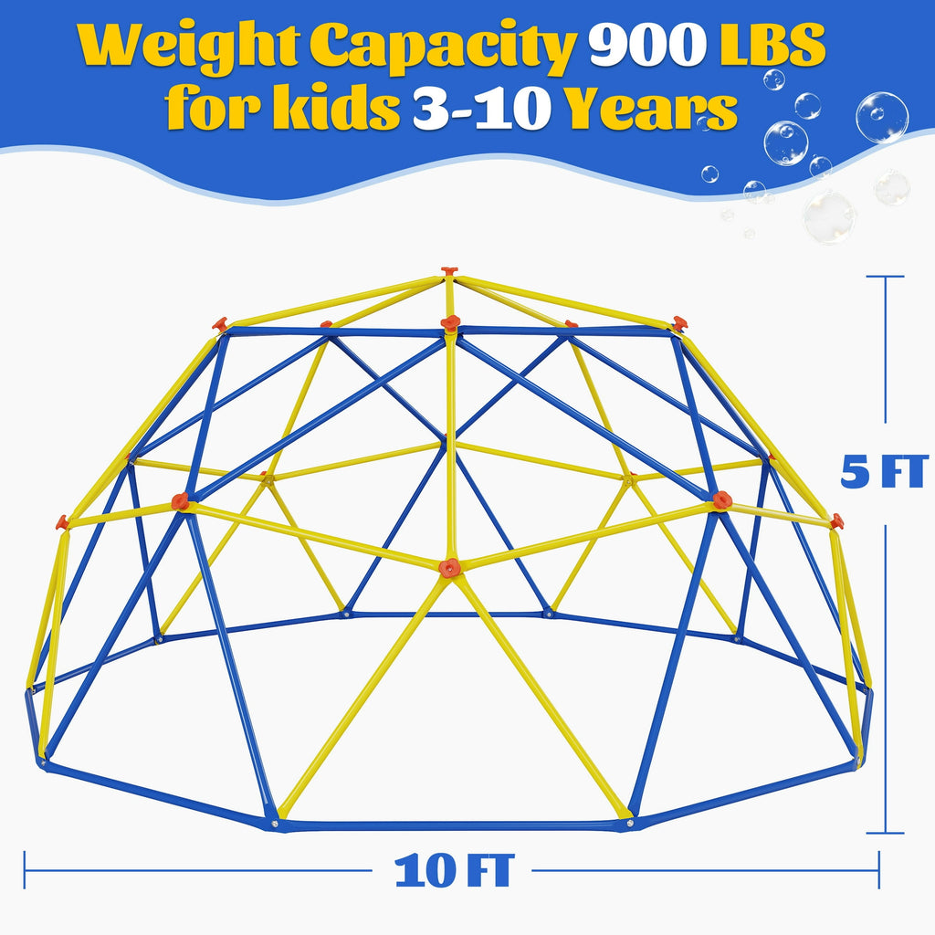 ENYOPRO 10ft Outdoor Climbing Dome, Kids Jungle Gym Dome Climber, Playground Climber for 3-10 Years Old, Climbing Toys for Outside, Rust & UV Resistant Steel Climbing Structures, Max 900lbs, Blue