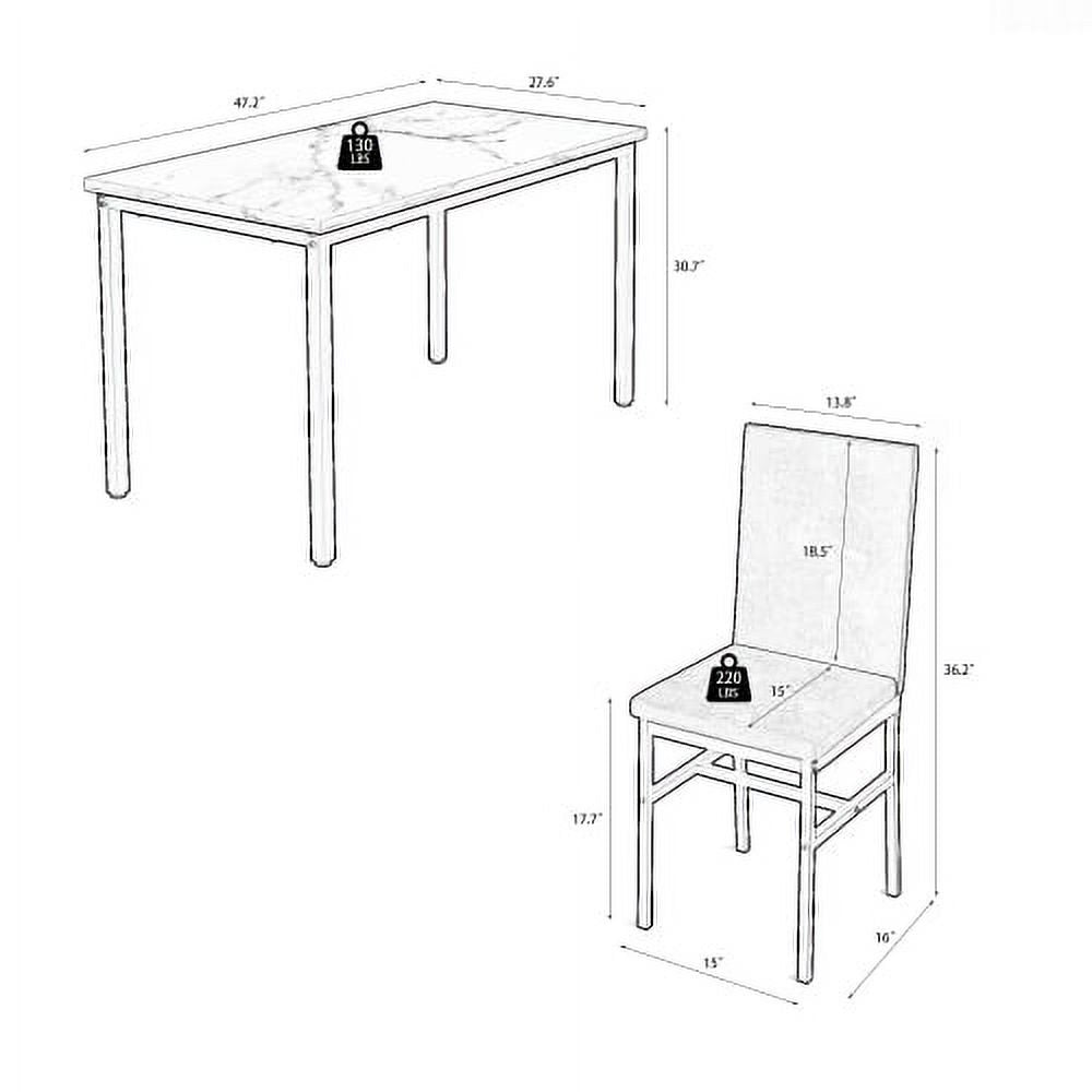 Wooden Dining Table Set for 4, Modern Kitchen Table Set with 4 Chairs for Small Space, Black Table and Chairs Set for Home Pub Bistro