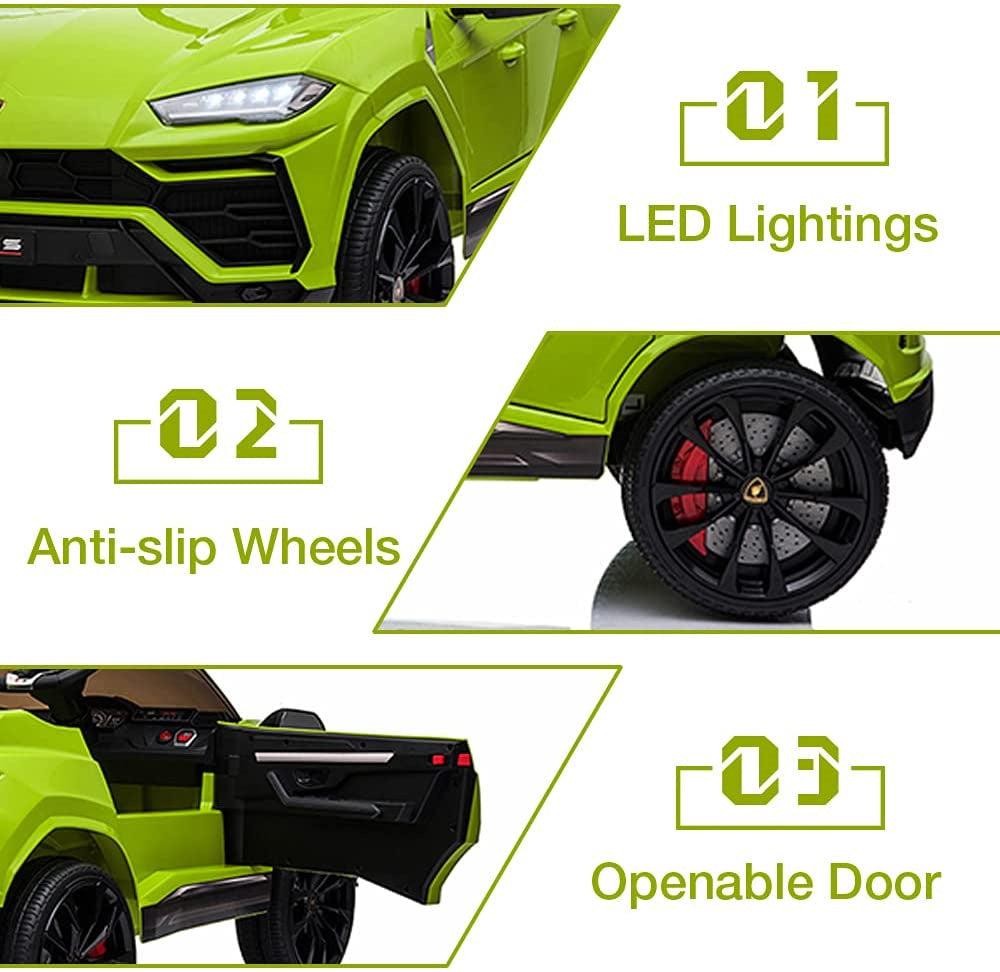 12 Volt Electric Vehicle for Girls Girls, Powered Kids Ride on Toys with Remote Control, URUS Lamborghini Ride on Cars Gift for 3-5 Years Girls Girls, with 3 Speed, Lights, Music, Green, L5355