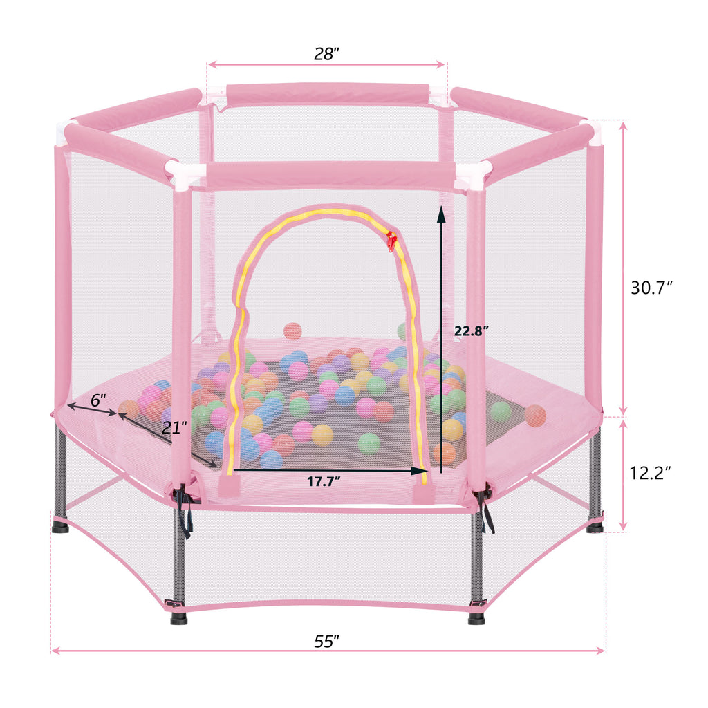 Mini Trampoline for Kids with Safety Enclosure Net, 55" Toddler Trampoline with No-Gap Safe Design, Segmart Recreational Trampolines for Birthday Christmas Gifts