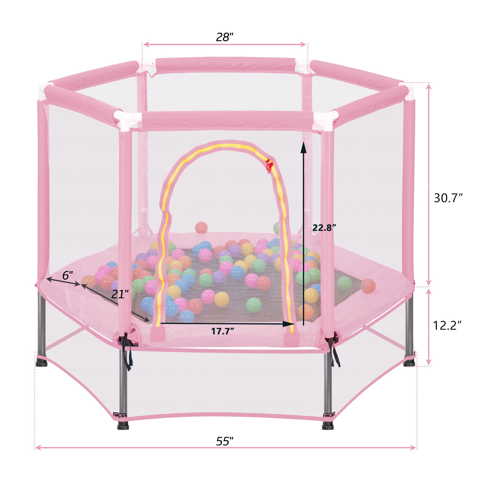 Mini Trampoline for Kids with Safety Enclosure Net, 55" Toddler Trampoline with No-Gap Safe Design, Segmart Recreational Trampolines for Birthday Christmas Gifts