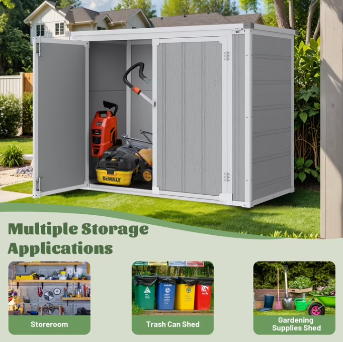 Enyopro 306Gal Shed & Outdoor Storage, Horizontal Resin Storage shed with Floor, All-Weather Tool Plastic Sheds for Bike, Lawn Mower, Generator, Garbage Cans and Outdoor Storage