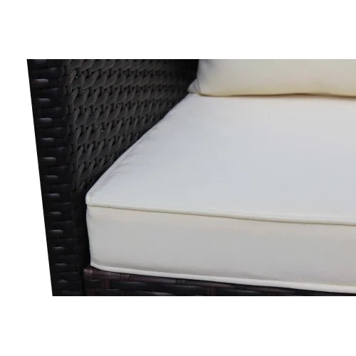 ENYOPRO 4-Piece Outdoor Patio Living Set, PE Rattan Modular All-Weather Lounge Set with Glass Table, Suitable for Patios, Gardens, Backyards, and Poolside (Off-White Cushions)