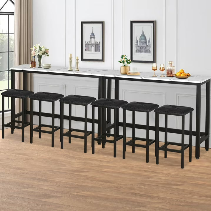 Enyopro Dining Table Set for 3, Modern Dining Room Table Set with 3 Upholstery Stools, Bar Table Set, Saving Space Restaurant Bistro Table Set