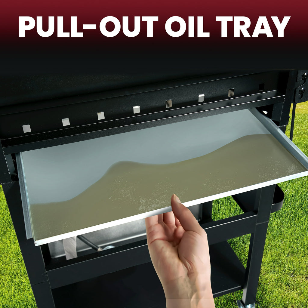 Enyopro 3-Burner Propane Gas Grill, 30000 BTU BBQ Grill with Foldable Side Table, Stainless Steel Warming Rack, Hooks, and Built-In Bottle Opener for Outdoor Barbecue