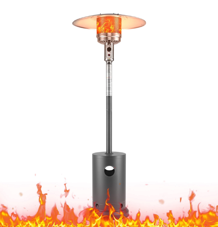 SESSLIFE Propane Patio Heater for Commercial & Residential Use, 48000BTU Outdoor Heavy Duty Heater with Wheels & Adjustable Thermostat, Sliver.