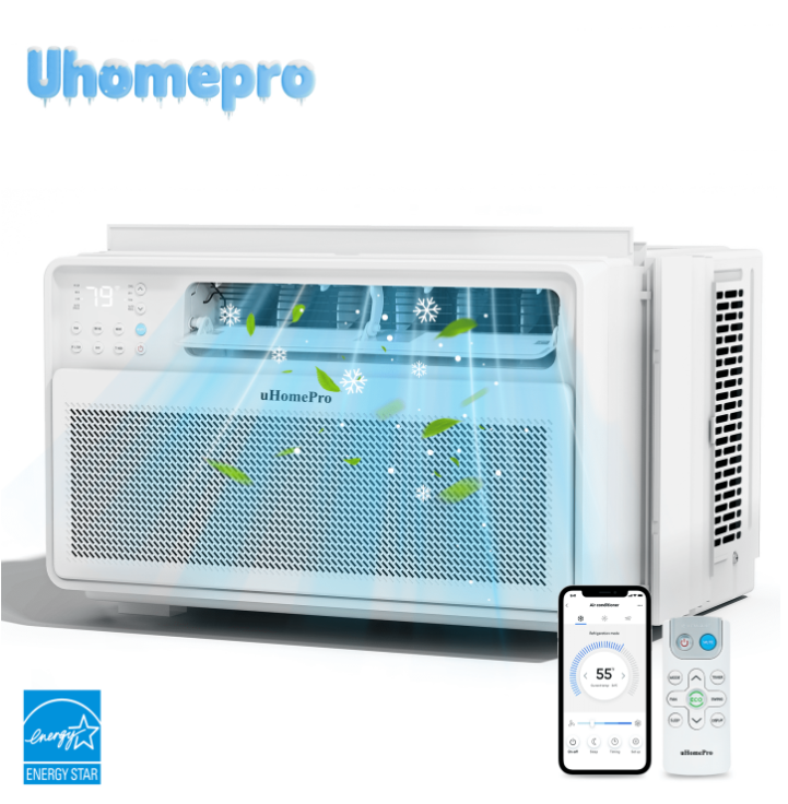 12,000 BTU Smart Inverter Window Air Conditioner with Cool & Dehumidify - Cools up to 550 Sq. Ft, Washable Filter, Adjustable Window Fit, Energy Star Rated 7.0, White