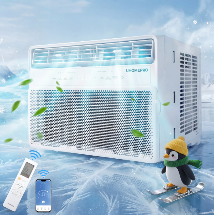 Uhomepro 10,000 BTU Portable Window Air Conditioner w/ 4 Modes - Cools up to 450 Sq. Ft, Air Conditioners w/ Washable Filter & Adjustable Window Fit, Energy Saving 27%