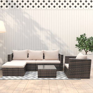 4 Pieces Patio Sofa Set, Outdoor Sectional Furniture Set, All-Weather Patio Conversation Set with Tempered Glass Table